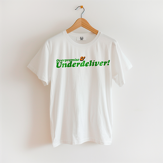 OVERPROMISE & UNDERDELIVER  (Unisex Tee) | Don't Care Flexwear